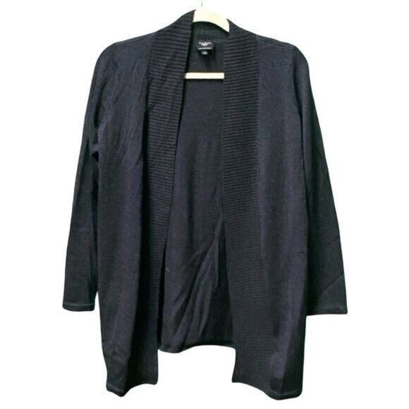 Talbots Long Sleeve Open Front Heather Gray Pure Merino Gray Long Cardigan Sz P - Picture 1 of 4